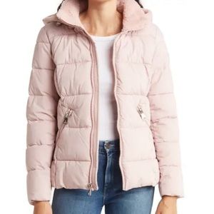 Kenneth Cole New York Faux Fur Trimmed Short Stretch Puffer Jacket - Size: XS